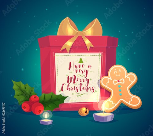 Illustraiton of Composition with gift candles and cookies