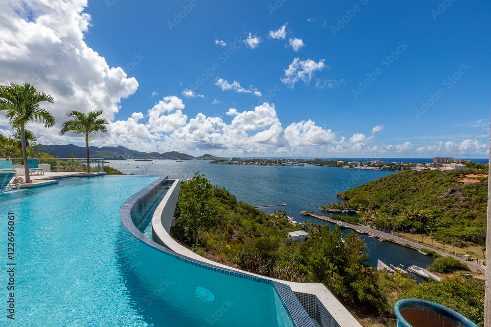 View over Simpson Bay in Sint Maarten Island, Caribbean