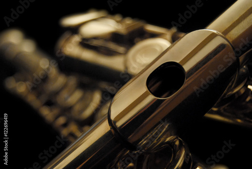 classical flute with dark background photo