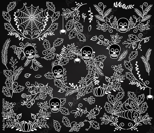 Vector Collection of Halloween Florals, Laurels and Wreaths