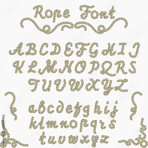 Rope font, nautical hand written Letters