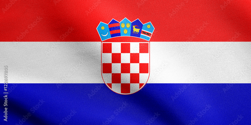 Flag of Croatia waving with fabric texture