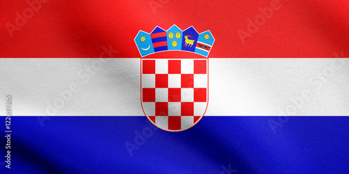 Flag of Croatia waving with fabric texture