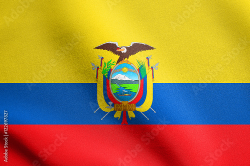 Flag of Ecuador waving with fabric texture