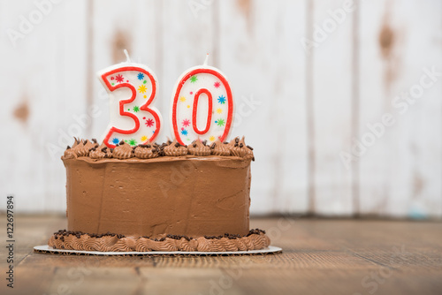 Wall Mural Thirtieth chocolate frosted birthday cake