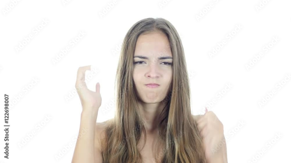 Yelling, Angry Young Woman arguing ,, White Background Yelling, Angry Young Woman arguing ,, White Background
