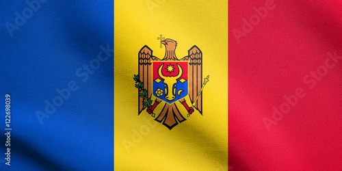 Flag of Moldova waving with fabric texture