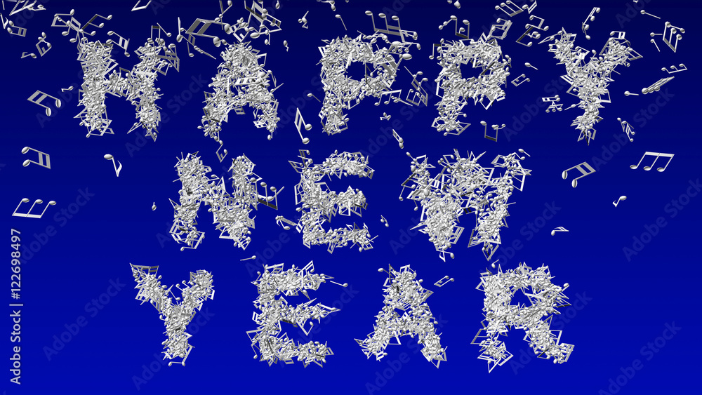 Happy new year made from musical notes Happy new year made from musical notes