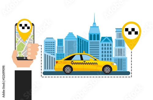 taxi service public transport app technology vector illustration design