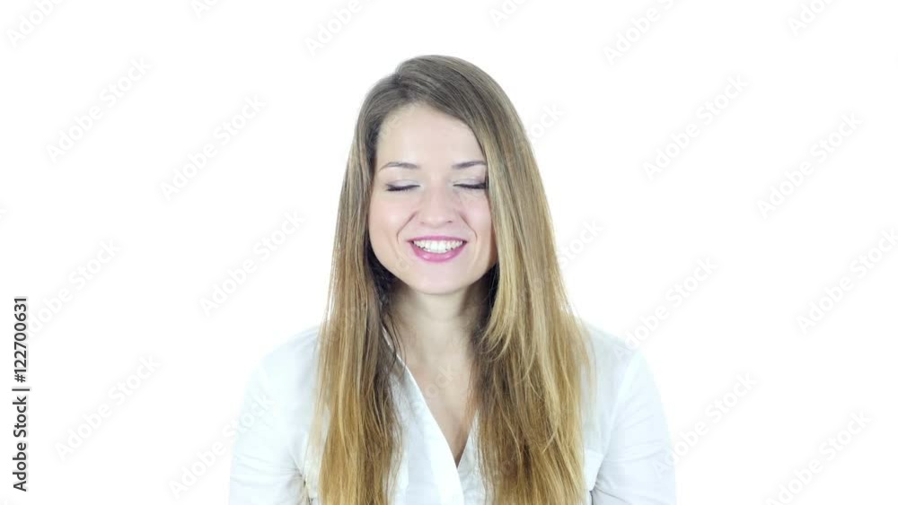 Amazed by Surprise, Excited Woman on White Background Amazed by Surprise, Excited Woman on White Background