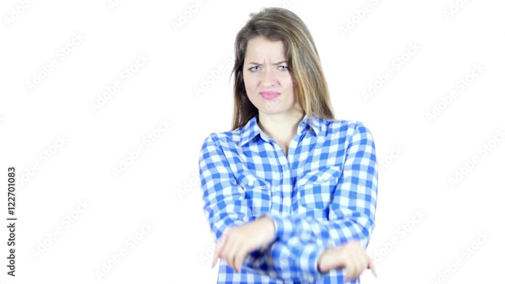 Stop, Rejecting Gesture, By Woman, White Background Stop, Rejecting Gesture, By Woman, White Background