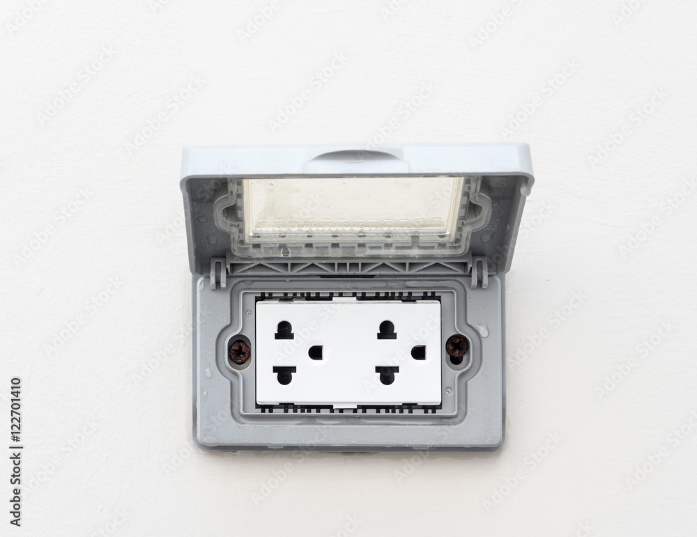 Fototapeta premium New electrical outlet with plastic cover.