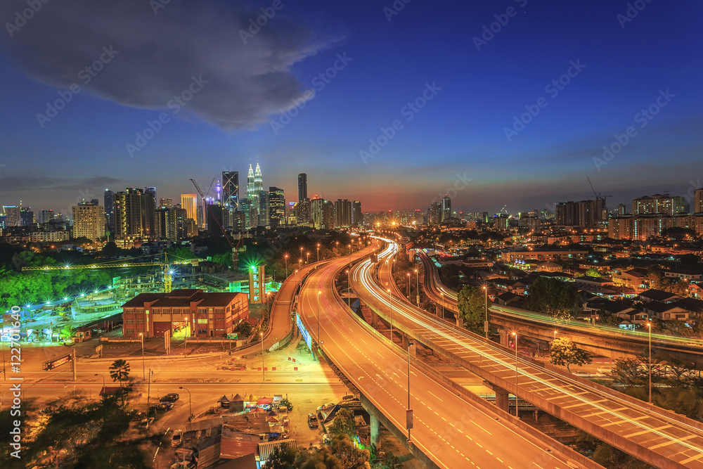 Kuala Lumpur city skyline at night
