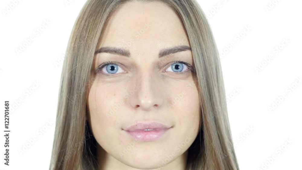 Close Up Of Young Woman, White Background Close Up Of Young Woman, White Background