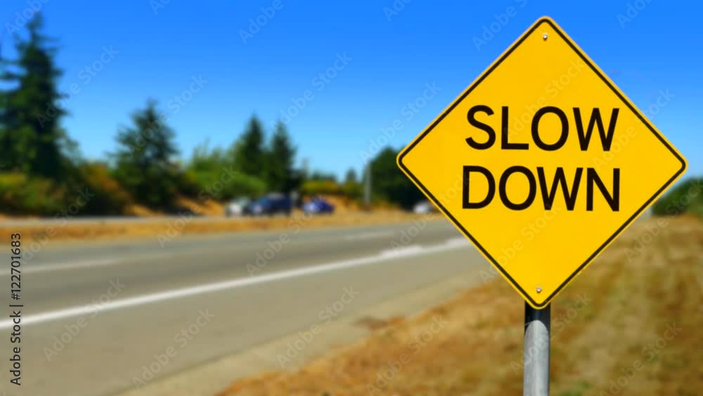 4K Slow Down, Yellow Diamond Sign, Seamless Looping 4K Slow Down, Yellow Diamond Sign, Seamless Looping