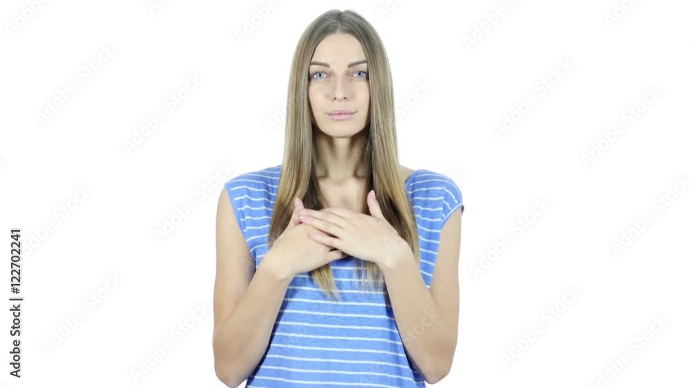 Amazed by Surprise, Happy Woman on White Background Amazed by Surprise, Happy Woman on White Background