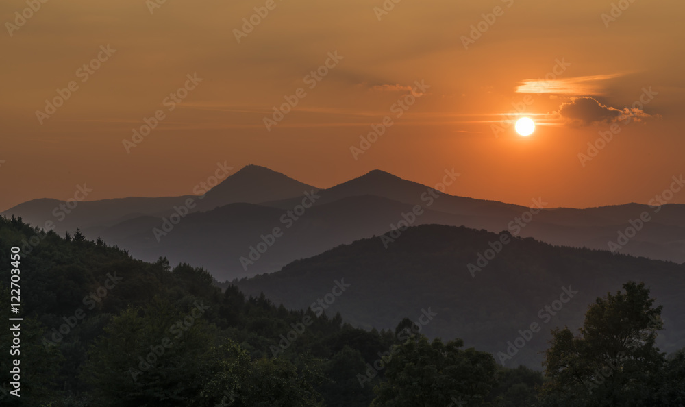Sunset in Ceske Stredohori mountains Sunset in Ceske Stredohori mountains