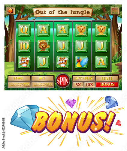 Game template with animals in jungle