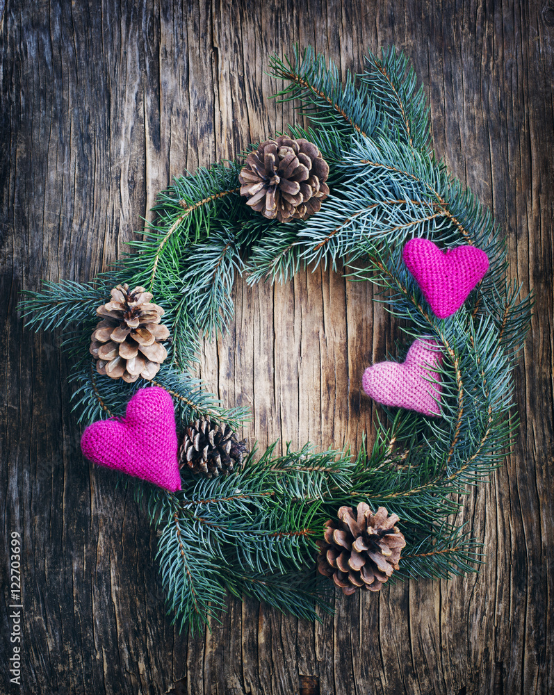 Advent Christmas wreath on wooden background Advent Christmas wreath on wooden background