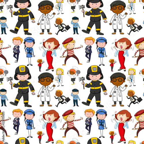 Seamless background design with different jobs