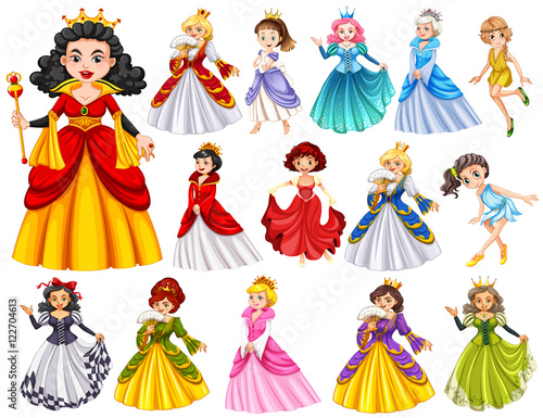 Set of beautiful queens and princess