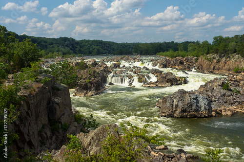 Potomic River Rapids over Rocks at Great Falls National Park - Virginia, USA