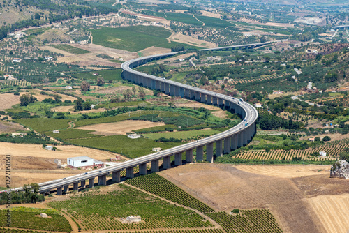 Curved highway seen near Segesta in Sicily