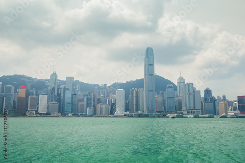 Skyline of Hong Kong city, view from Victoria Harbour