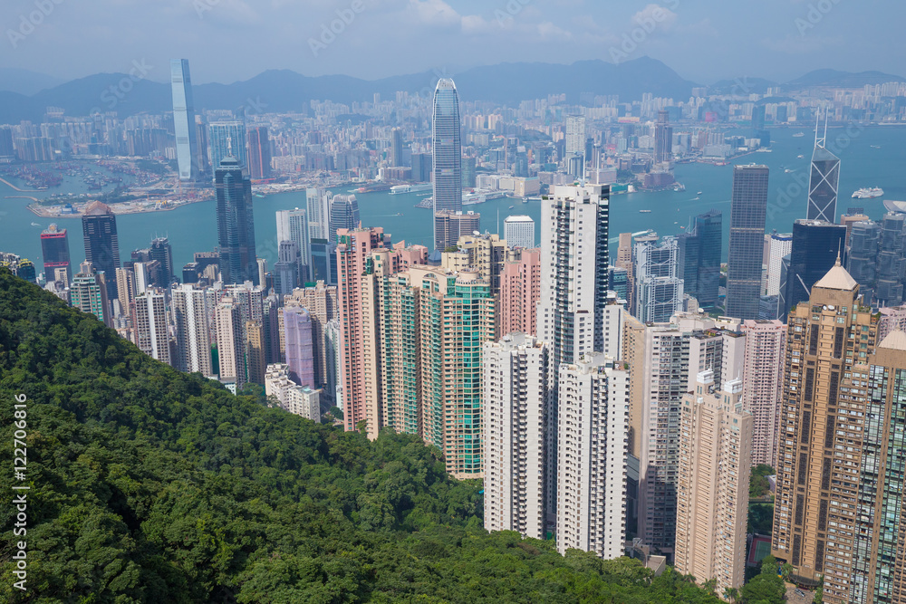 Naklejka premium Hong Kong city, view from The Peak
