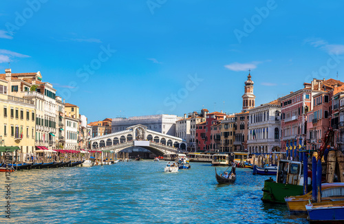 Gondola at the Rialto bridge in Venice