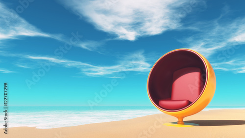 Beach chair on the beach.