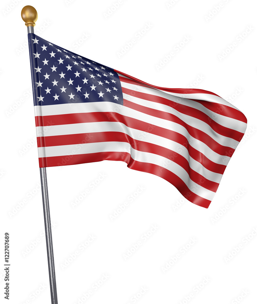 Obraz premium National flag for country of United States isolated on white background, 3D rendering
