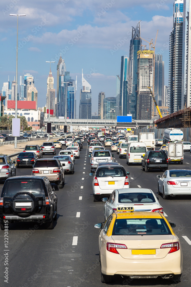 Naklejka premium Traffic jam in Dubai