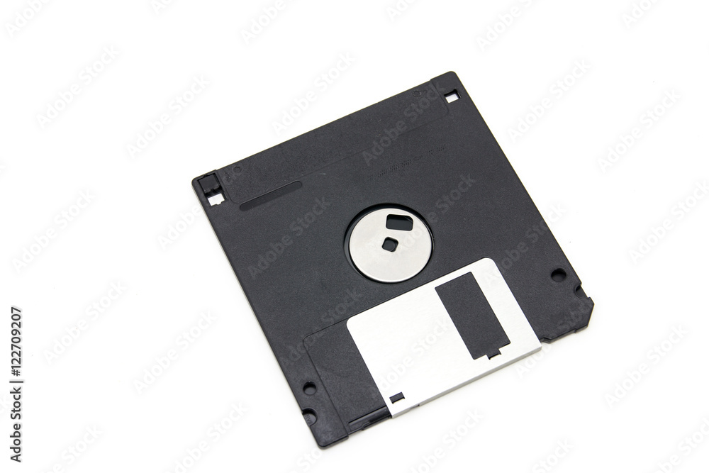 Floppy Disk magnetic computer data storage support on white back Floppy Disk magnetic computer data storage support on white back