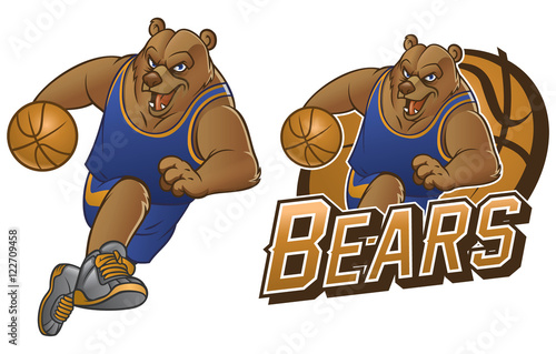 bear cartoon basketball mascot
