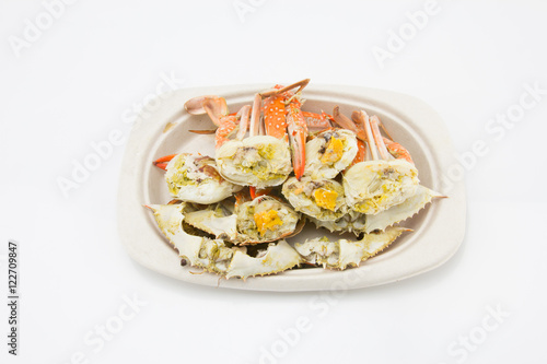 steamed crab on the plate