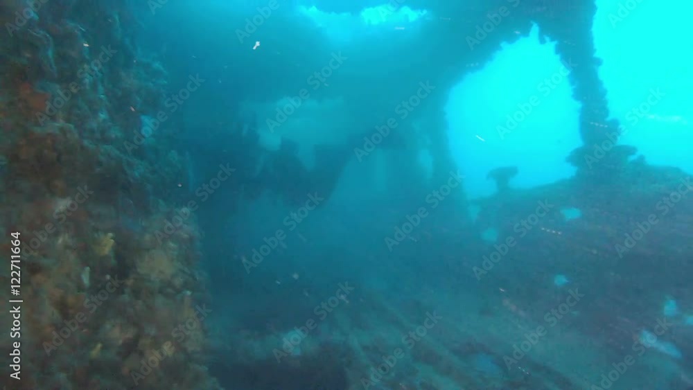 Scuba Diving Inside a Shipwreck Scuba Diving Inside a Shipwreck
