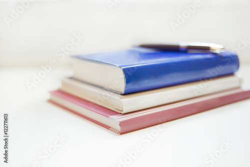 Pile of books on the table 