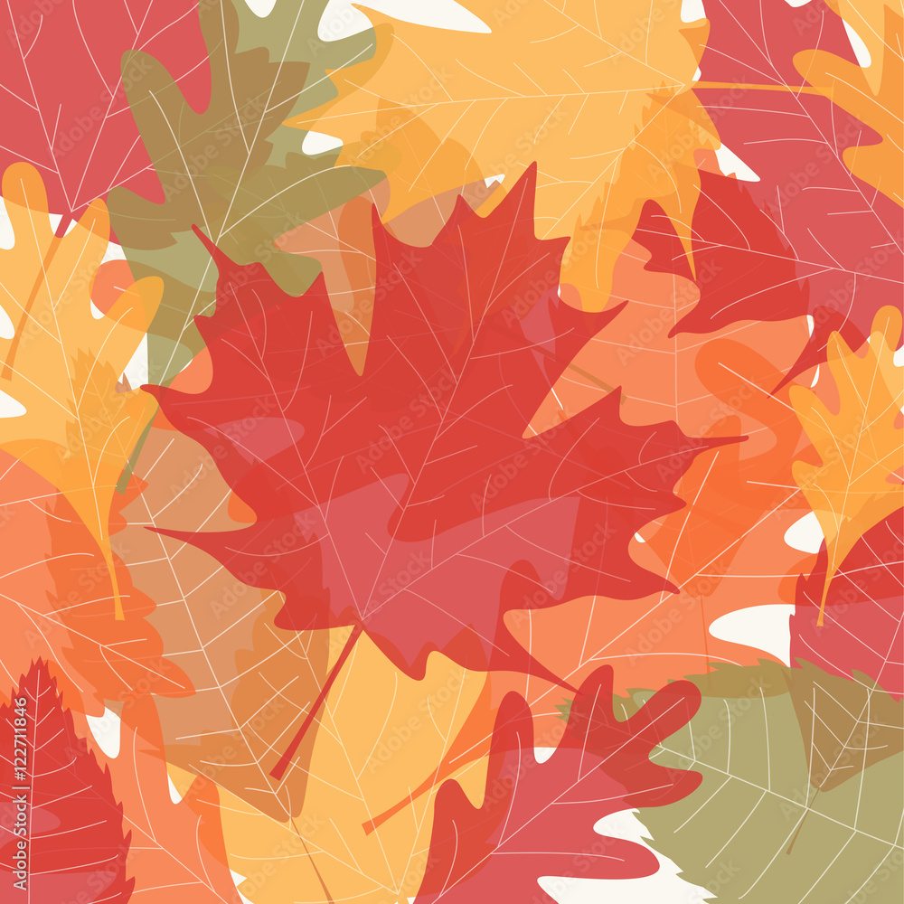 Background with autumn leaves background. Editable vector design.