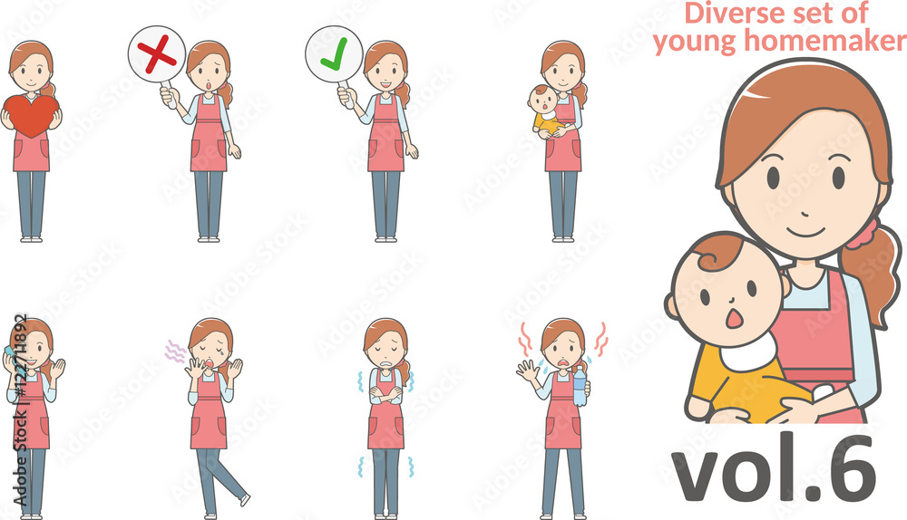 Diverse set of young homemaker , EPS10 vector format vol.6 Diverse set of young homemaker , EPS10 vector format vol.6