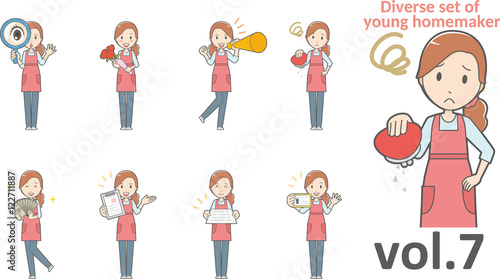 Diverse set of young homemaker , EPS10 vector format vol.7