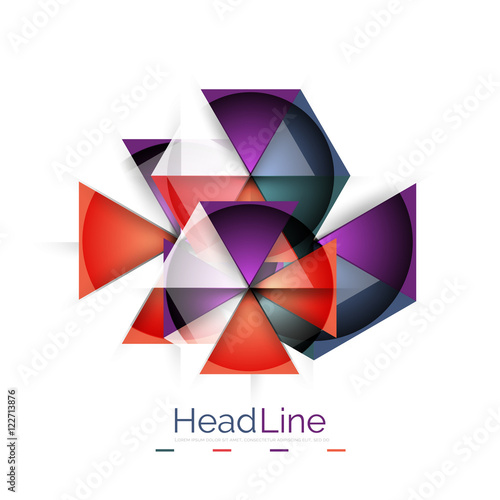 Colorful triangles on white background