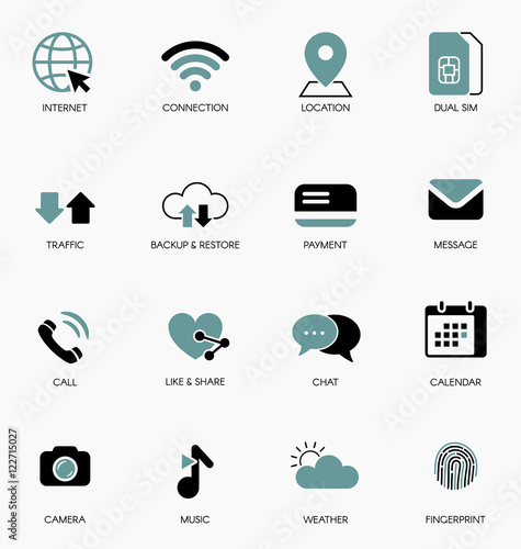Mobile technology vector icons set.