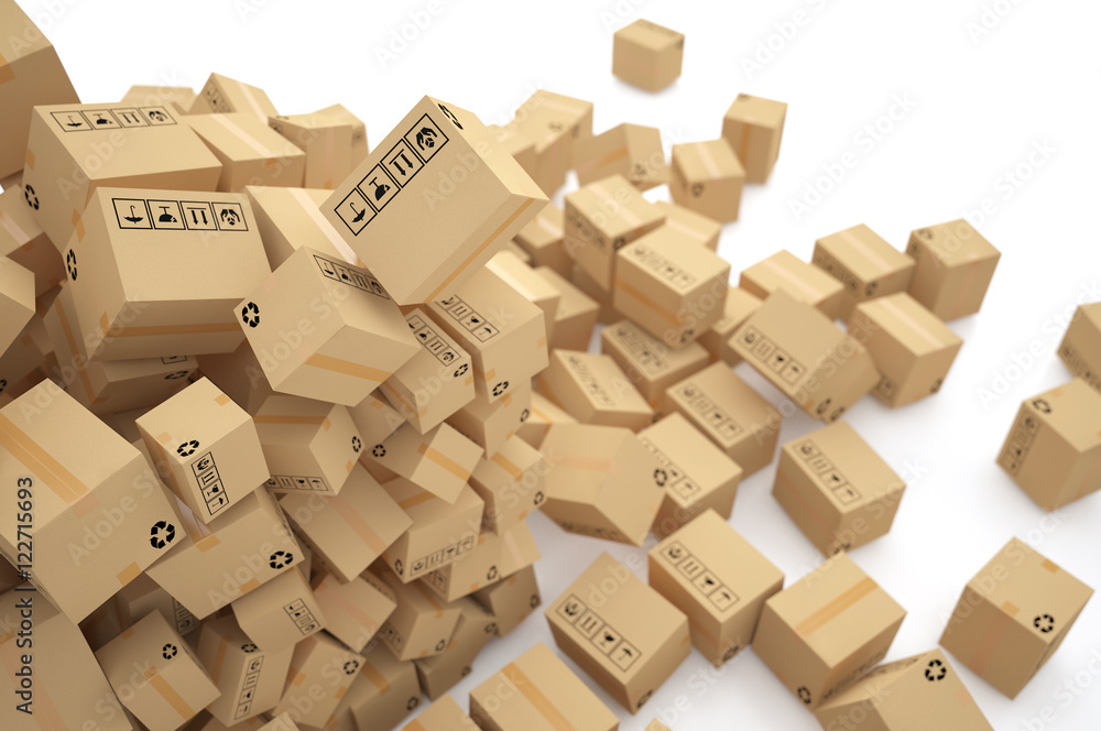Cardboard boxes on white background 3d illustration Cardboard boxes on white background 3d illustration