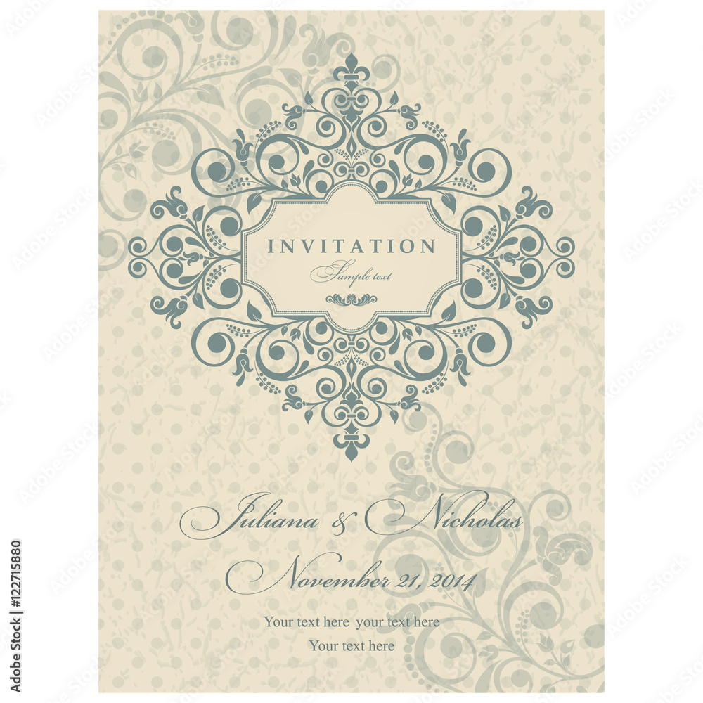 Wedding Invitation cards in an vintage-style blue