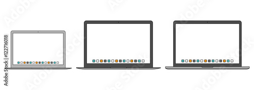 laptop icon set in the style thin line flat design isolated on white background. stock vector illustration eps10