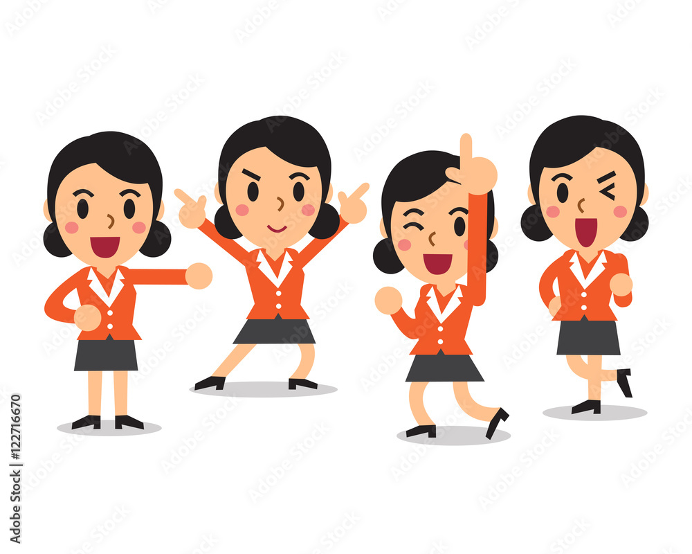 Cartoon businesswoman character poses set Cartoon businesswoman character poses set