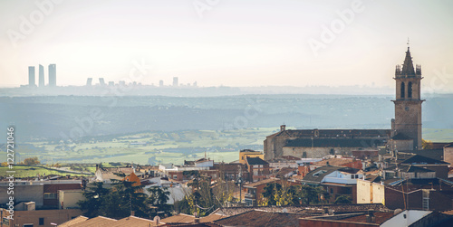 Panoramic view of Colmenar Viejo, a small town in Madrid, Spain