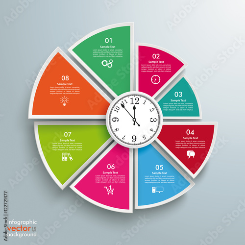 Piechart 8 Pieces Clock Centre