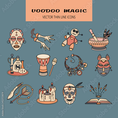 Voodoo African and American magic vector logo.